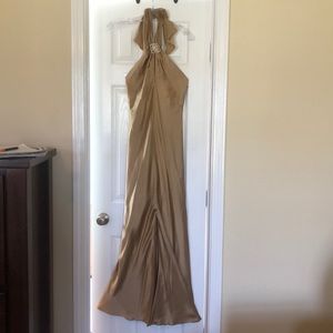 Golden silk formal dress